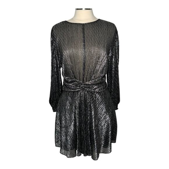 IRO Irisa Mini Dress Black Silver Metallic Holiday Size 40 US 8 - Picture 2 of 11